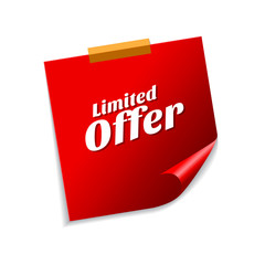 Limited Time Offer Red Sticky Notes Vector Icon Design