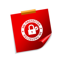 SSL Protected Red Sticky Notes Vector Icon Design