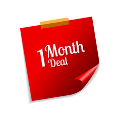 1 Month Deal Red Sticky Notes Vector Icon Design