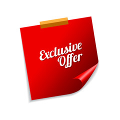 Exclusive Offer Red Sticky Notes Vector Icon Design