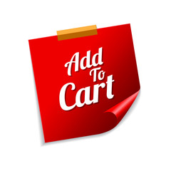 Add To Cart Red Sticky Notes Vector Icon Design