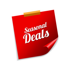 Seasonal Deal Red Sticky Notes Vector Icon Design