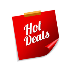 Hot Deals Red Sticky Notes Vector Icon Design
