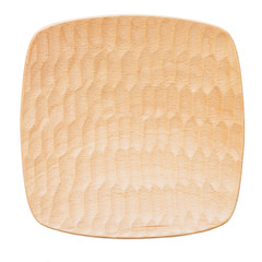 Natural wood plate isolated on white background