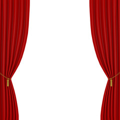red curtains on a white background
