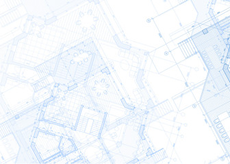 architecture blueprint - house plan / vector illustration
 - obrazy, fototapety, plakaty