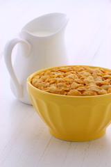 Healthy corn flakes breakfast