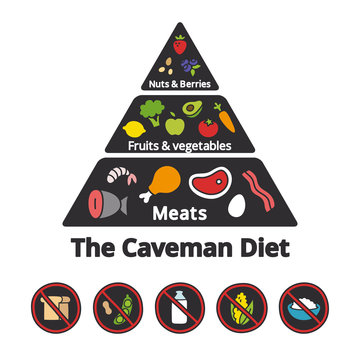 Nutrition Infographic: Food Pyramid Of The Paleo (caveman) Diet.