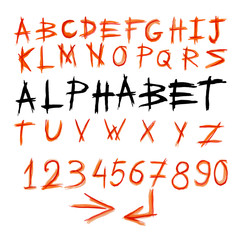 Handwritten watercolor alphabet. template writing. Vector hand-drawn clipart