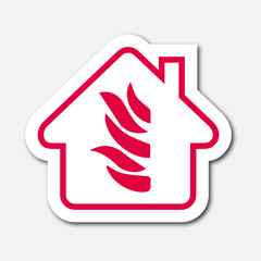 Logo maison et flamme.