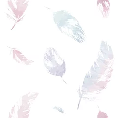 Wall murals Watercolor feathers Watercolor seamless pattern with feathers