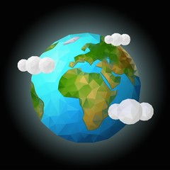Earth. Low poly vector illustration