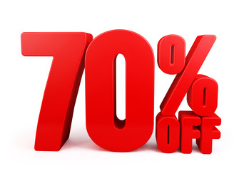 3D Rendered Red 70% Percent off Word Title for Discount Sale