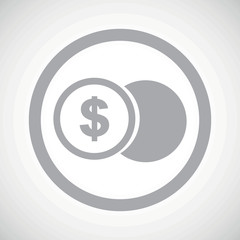 Grey dollar coin sign icon