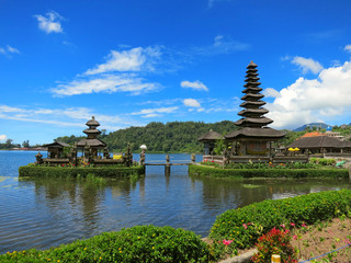Bali water temple on lake, Indonesia