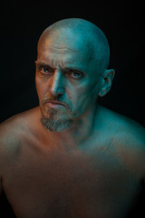 The head of a bald man's terrible.