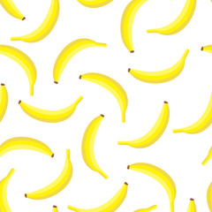 Seamless background with yellow bananas. Cute vector banana pattern on white background. Summer fruit illustration. Fruit texture. - 85840355