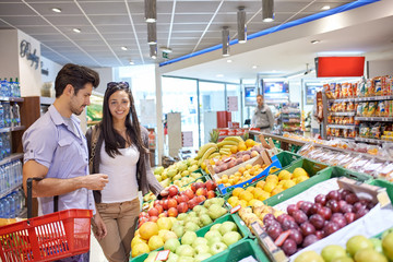 couple shopping in a supermarket