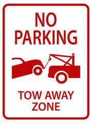 red tow away sign for street