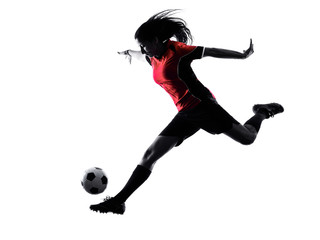 Fototapeta na wymiar woman soccer player isolated silhouette