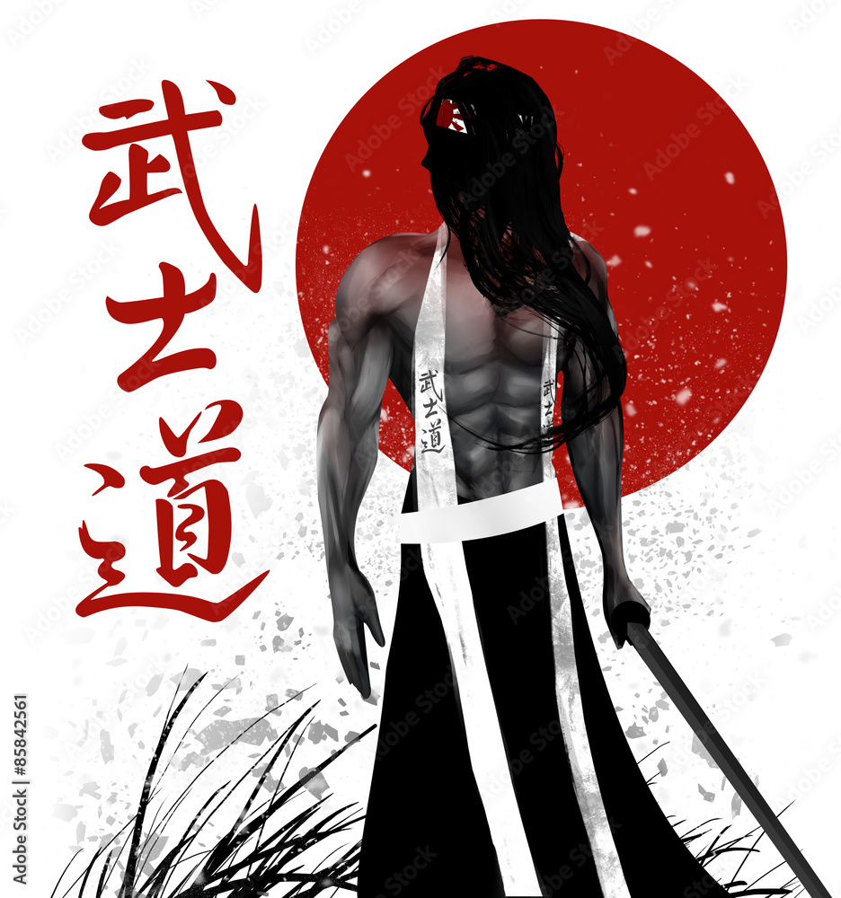 Wall mural Samurai 5 Bushido - Japanese word for the way of the samurai life.