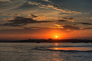 Sunset over Istanbul Silhouette 