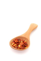 Red Chili Flakes on White Background