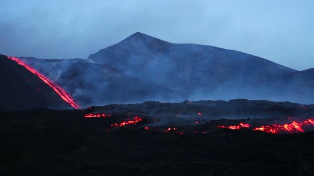 Lava flow Volcano Etna eruption 2015