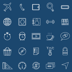 Application line icons on blue background. Set 2