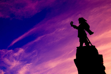 Silhouette of Landmark with Pink sky