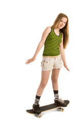 Careful girl on the skateboard