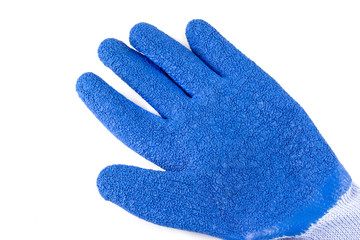 blue rubber gloves on a white background.