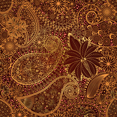 Vintage floral motif ethnic seamless background.