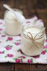 Fototapeta na wymiar yogurt in jars