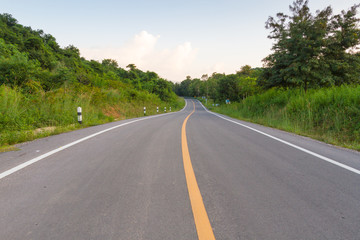 Fototapeta na wymiar Road with curves in the mountain of Thailand 