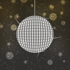 Fototapeta na wymiar shiny disco ball on abstract bokeh background eps10