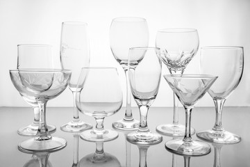 Collage of empty glasses