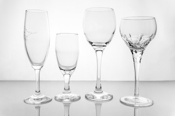 Collage of empty glasses
