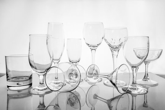 Collage of empty glasses