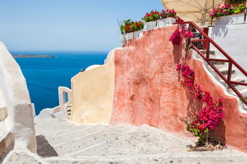 Beautiful colorful architecture on Santorini island, Greece.