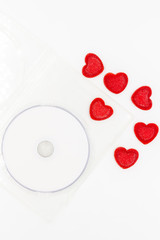 CD and red heart,love songs concept