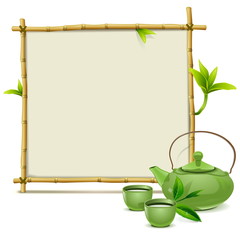 Vector Bamboo Frame with Green Tea