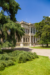 Istanbul. Park and one of the buildings of the Dolmabahce Palace