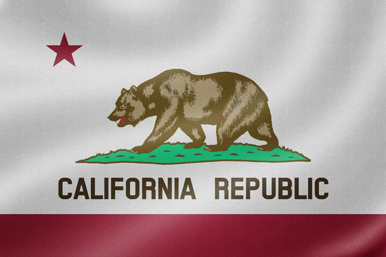 California flag on the fabric texture background