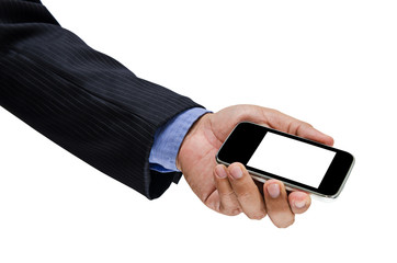 business man hand holding the phone tablet