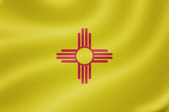 New Mexico flag on the fabric texture background