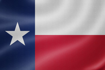 Texas flag on the fabric texture background