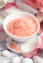 Spa salon with sea salt