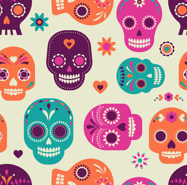 skull pattern, Mexican day of the dead