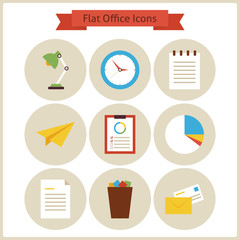 Flat Business and Office Icons Set
